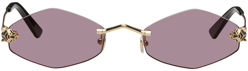 

Золотые солнцезащитные очки Panthere de Cartier Cartier, цвет Gold/Gold/Violet