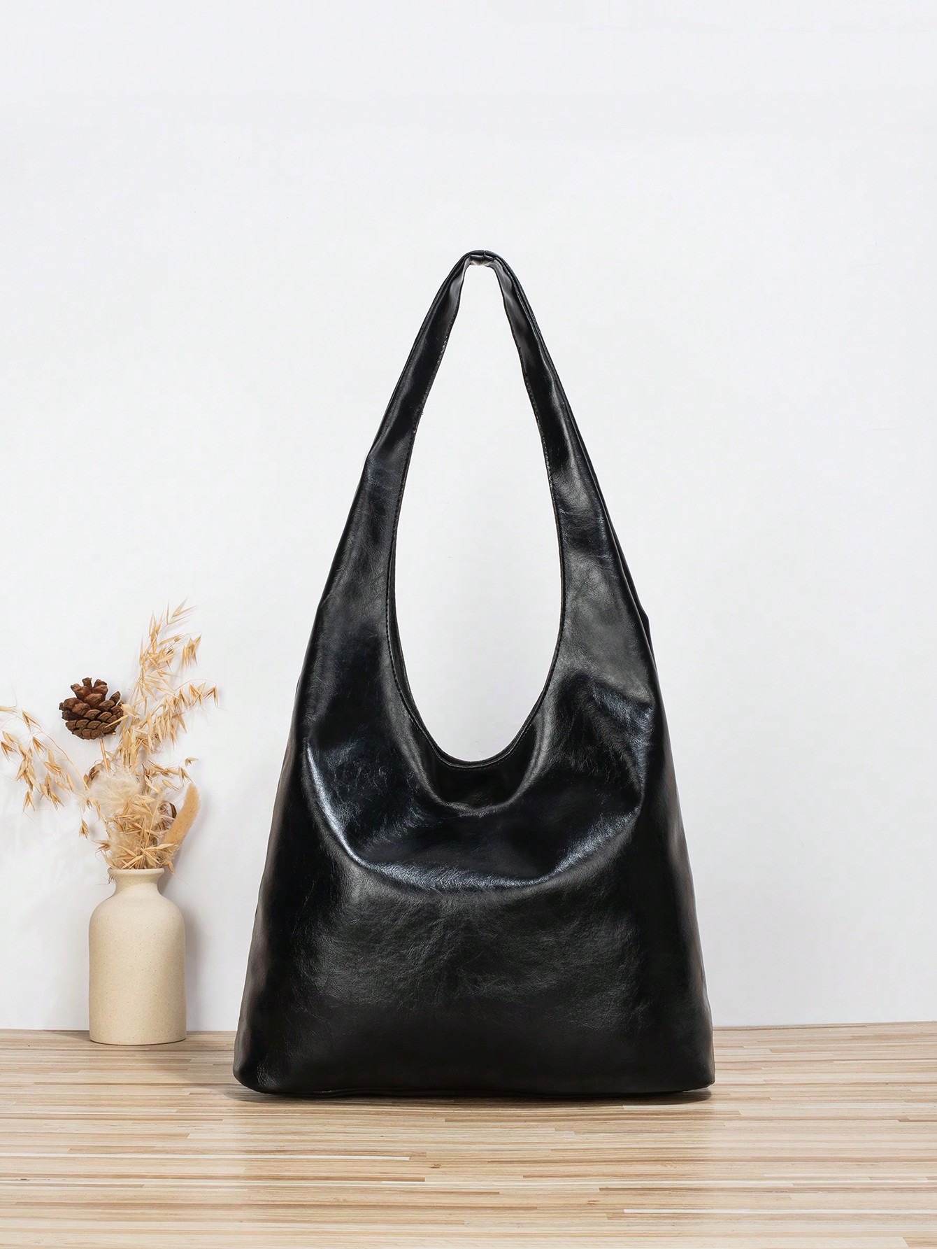 Водонепроницаемая модная простая модная сумка через плечо большой вместимости, черный водонепроницаемая модная черная прошитая сумка через плечо черный