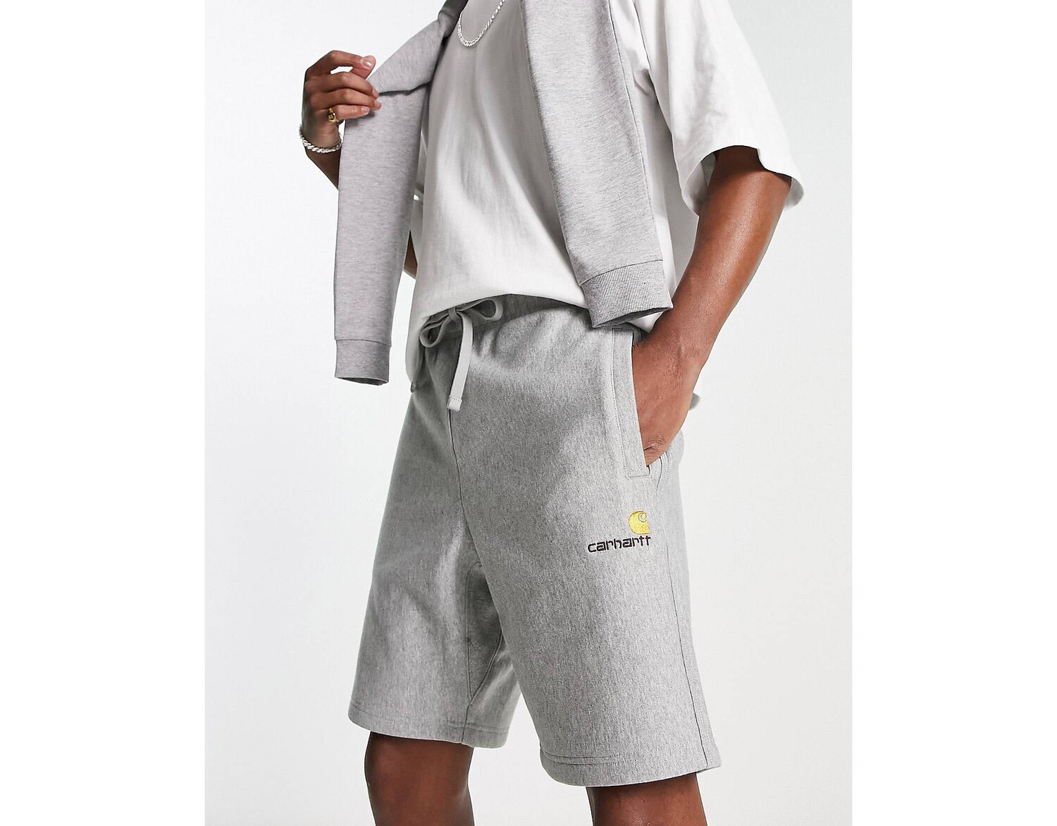 

Серые спортивные шорты с американским шрифтом Carhartt WIP