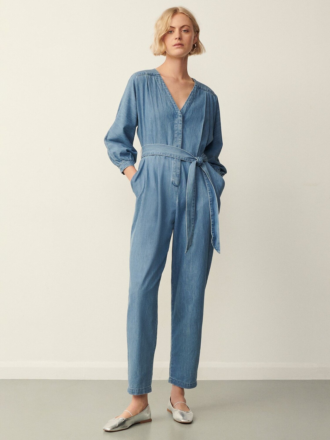 

Хлопковый комбинезон Эльзы Finery, джинсовый синий