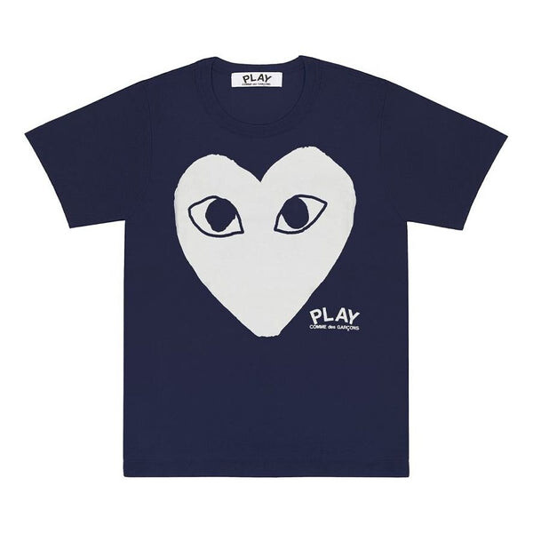 

Футболка CDG Play T-Shirt White Love Printing Short Sleeve Navy Blue, синий