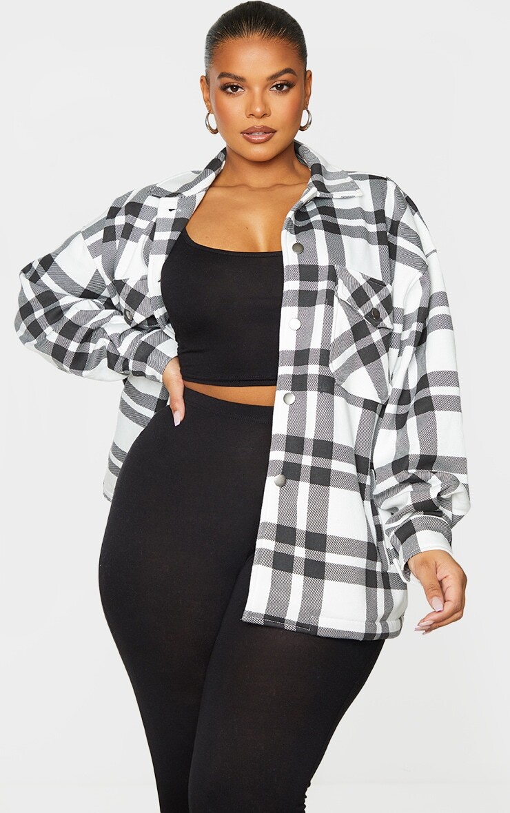 

PrettyLittleThing Черная куртка с карманами в клетку Plus Plus, Черный