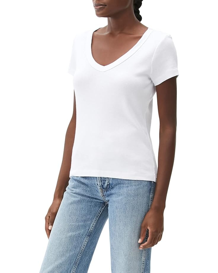 

Футболка Michael Stars Nikki 1X1 Cotton Short Sleeve V-Neck Tee, белый