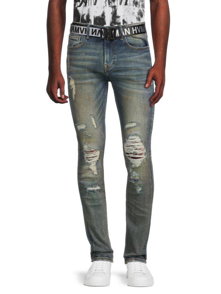 

Джинсы суперскинни с поясом Hvman, цвет Alloy Blue