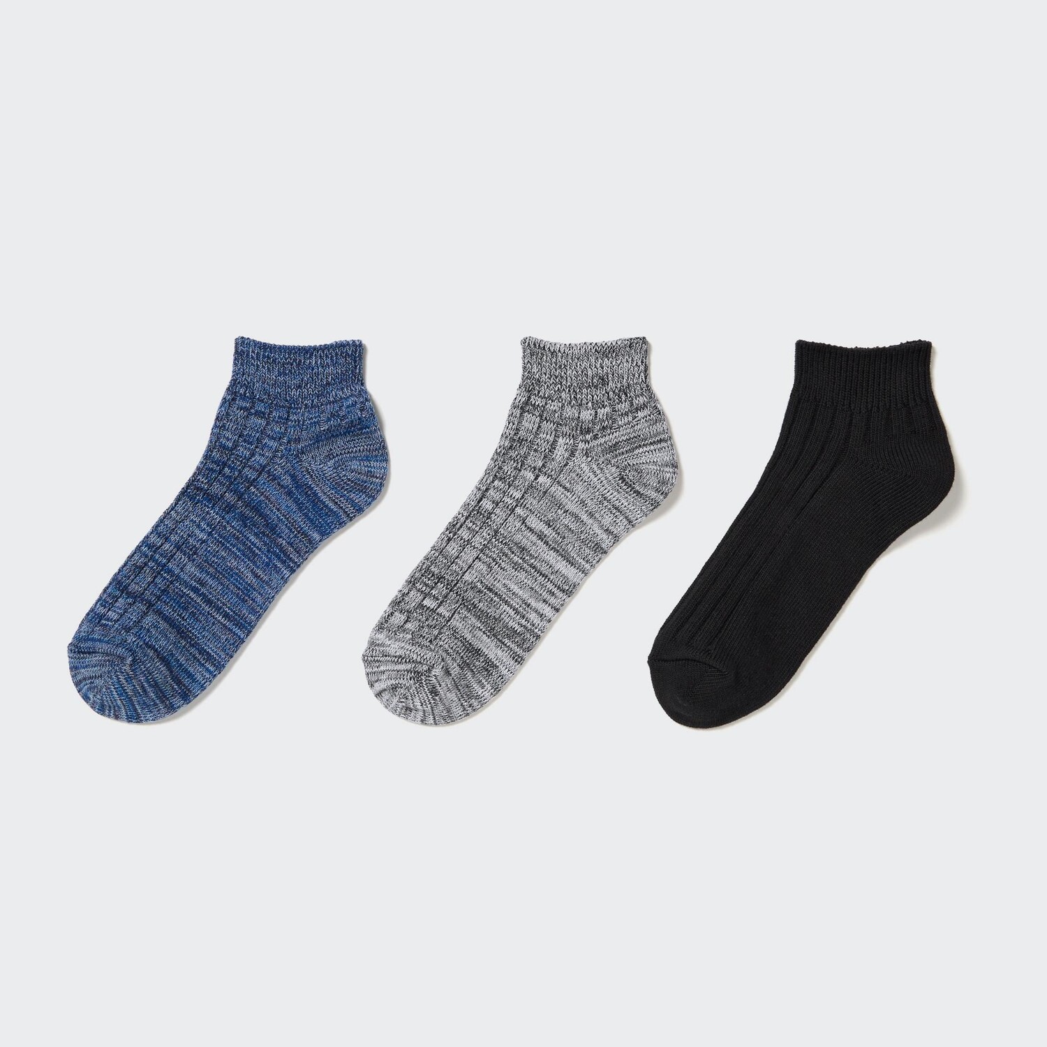 

Короткие носки, 3 пары (смесовая пряжа в рубчик) UNIQLO, синий