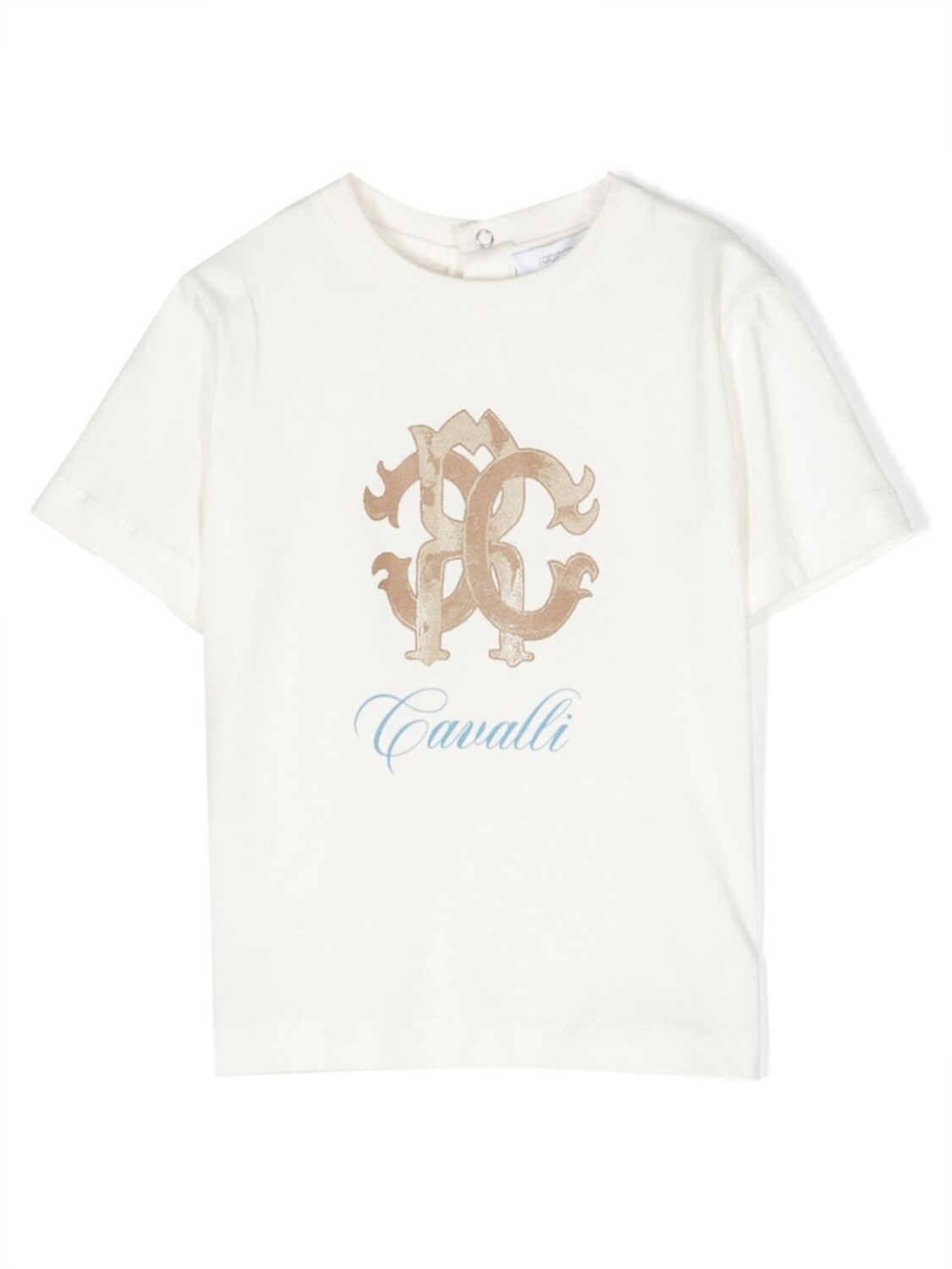 

Футболка из хлопка с монограммным принтом Roberto Cavalli Junior, белый