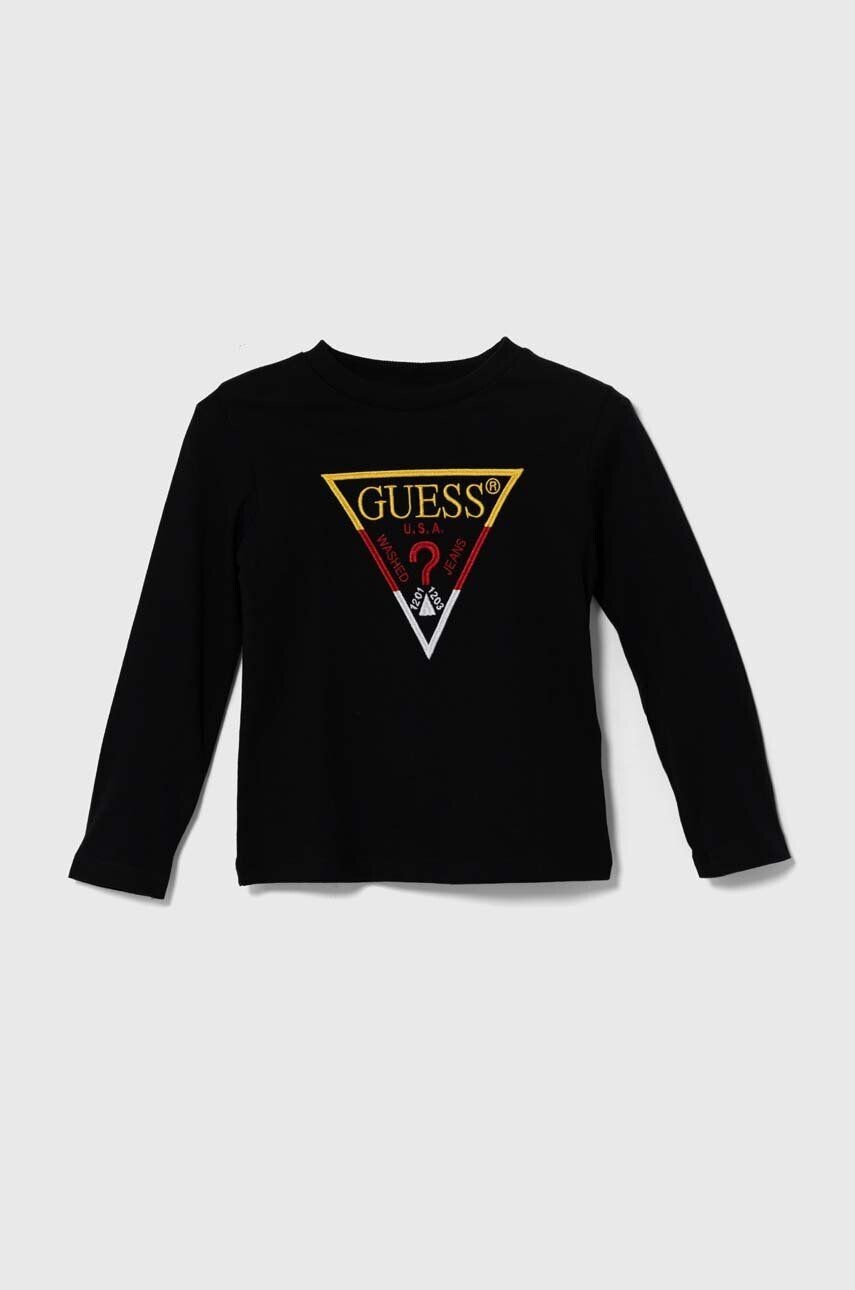

Хлопковая рубашка Guess с длинными рукавами для мальчиков и девочек, черный