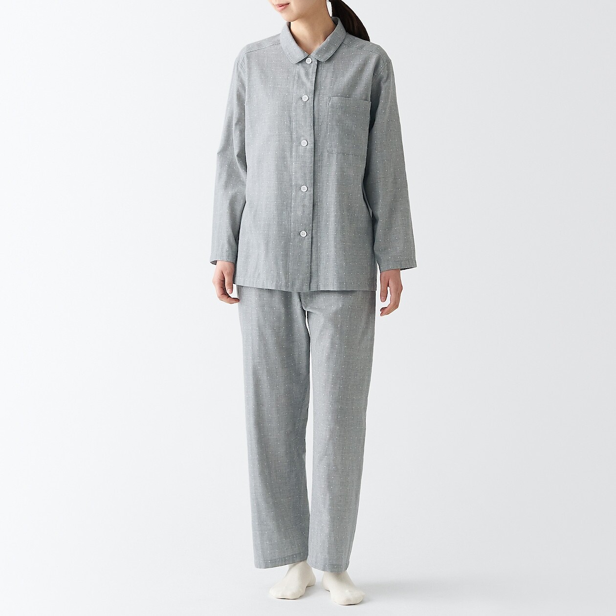 

Пижама из двойной марли без боковых швов MUJI, серый узор