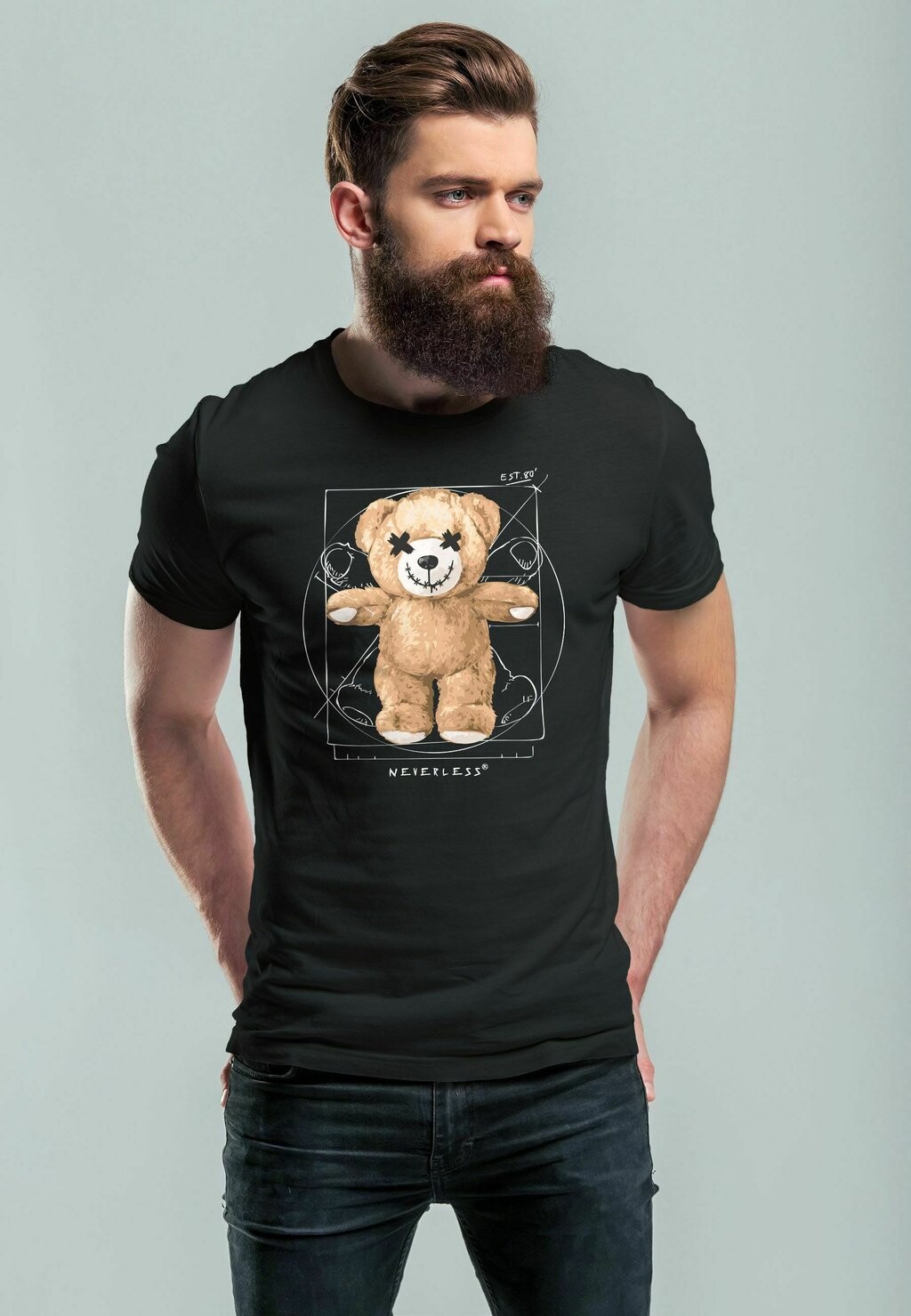 

Футболка с принтом TEDDY BÄR DAVINCI MEME PARODIE FASHION STRE Neverless, цвет schwarz