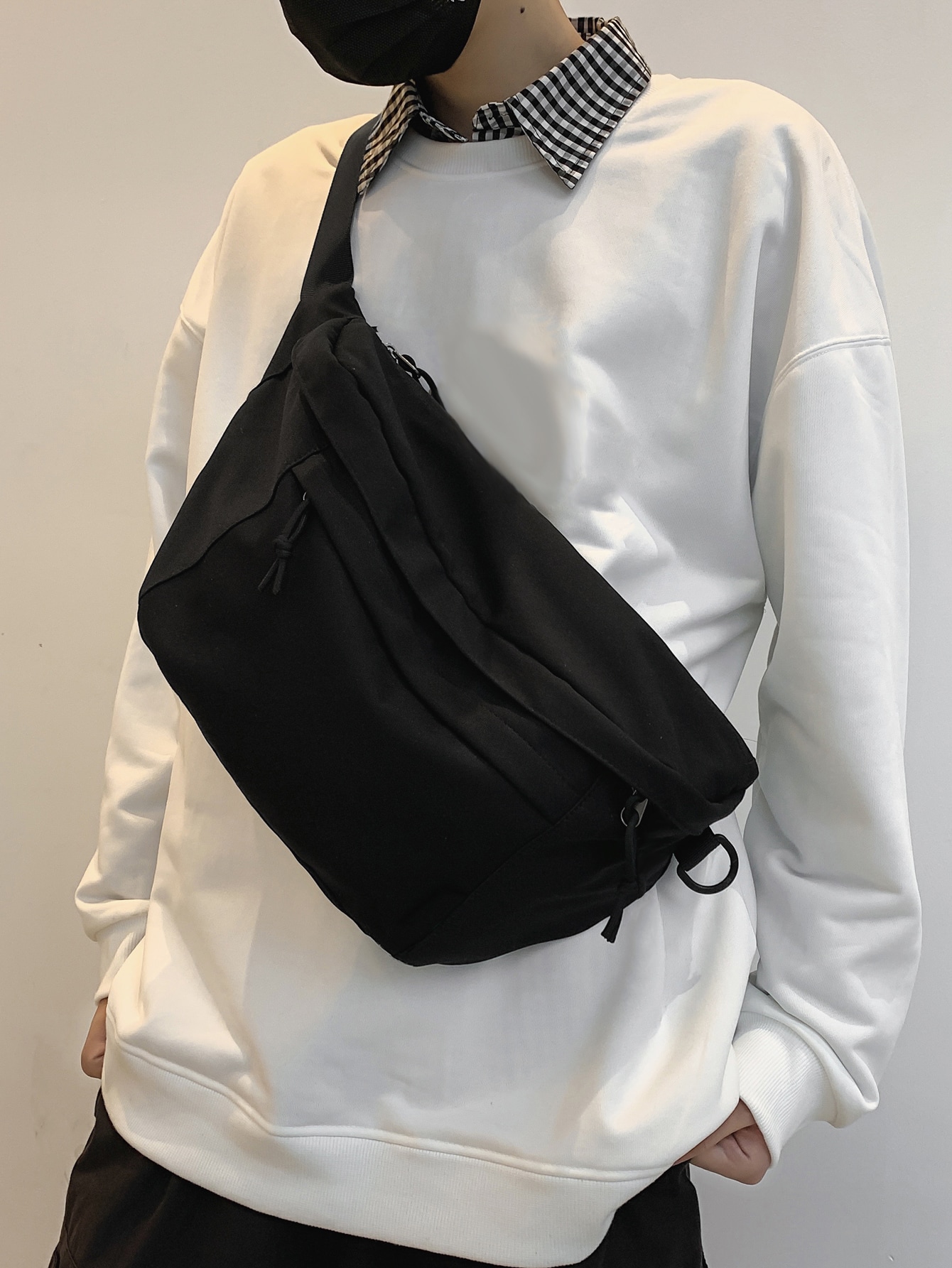 Легкая деловая повседневная поясная сумка большой вместимости с декором узлом для девочек-подростков, черный