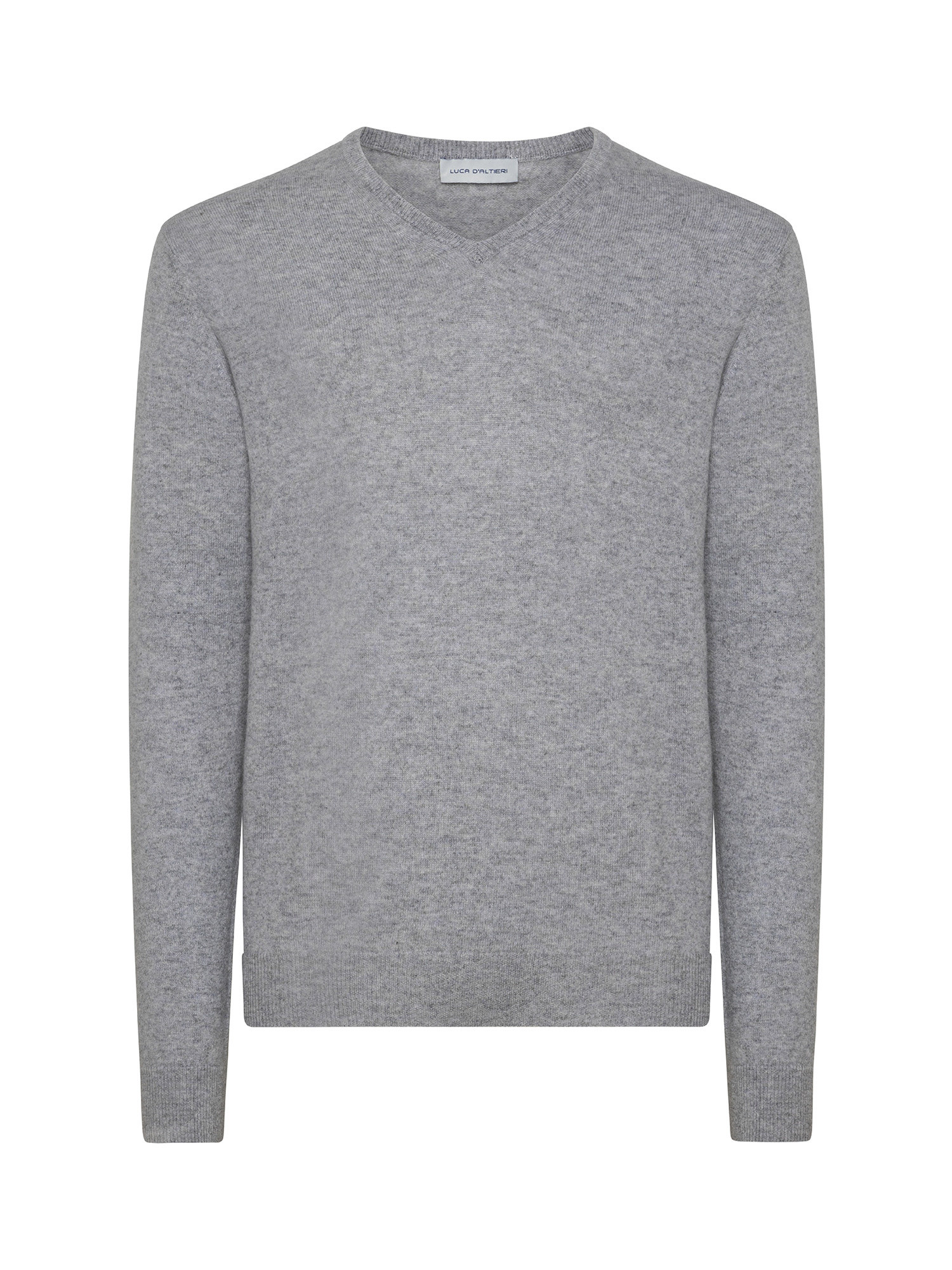 Пуловер с V-образным вырезом из чистого кашемира Luca D'Altieri, серый пуловер с v образным вырезом из рифленого трикотажа xl бежевый