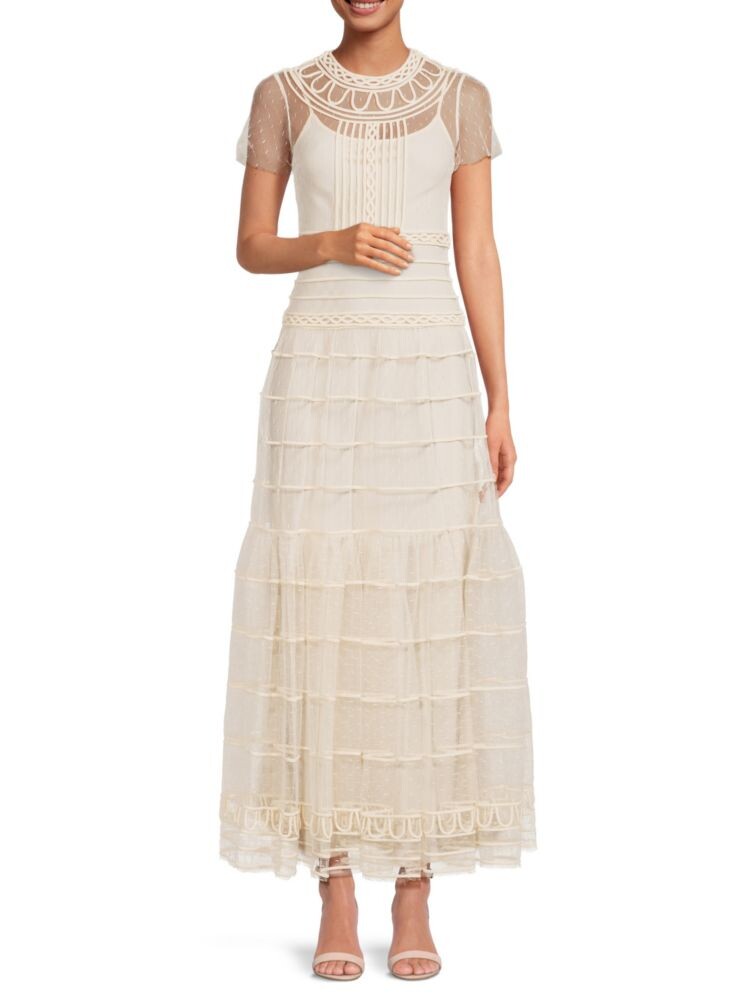 

Платье макси Swiss в горошек с заниженной талией Redvalentino, слоновая кость