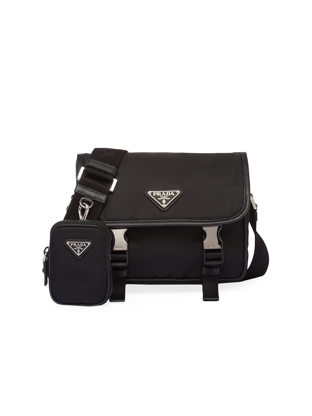 

Сумка через плечо из нейлона и сафьяновой кожи Prada, черный