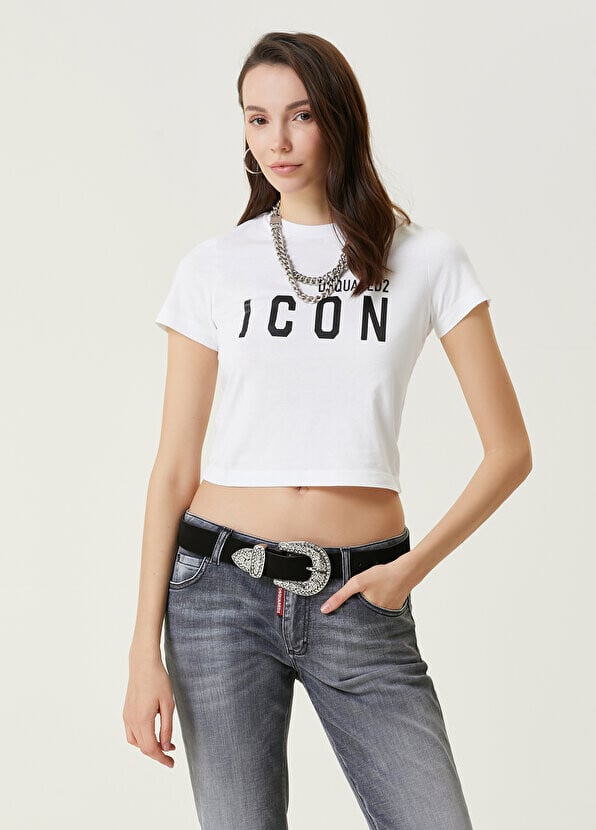 

Белая укороченная футболка icon Dsquared2, Белый, Белая укороченная футболка icon Dsquared2