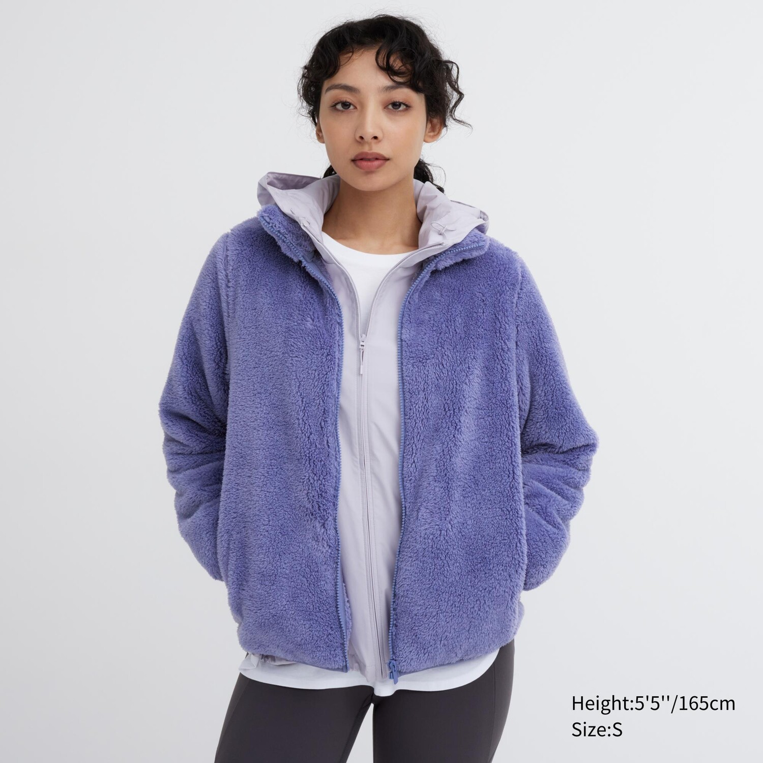 

Куртка из пушистого флиса на молнии UNIQLO, фиолетовый