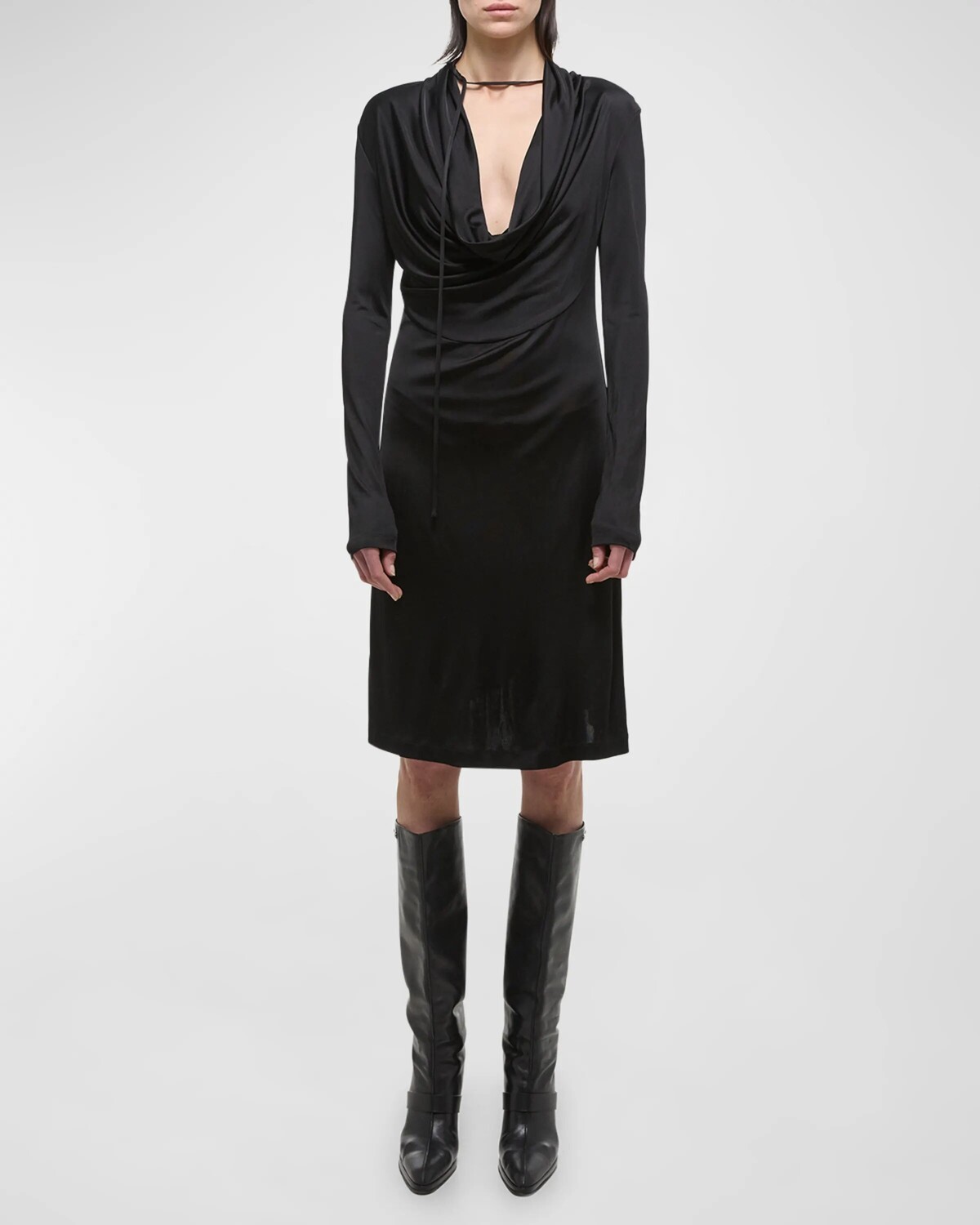 

Платье из жидкого трикотажа с хомутом Helmut Lang, цвет Black