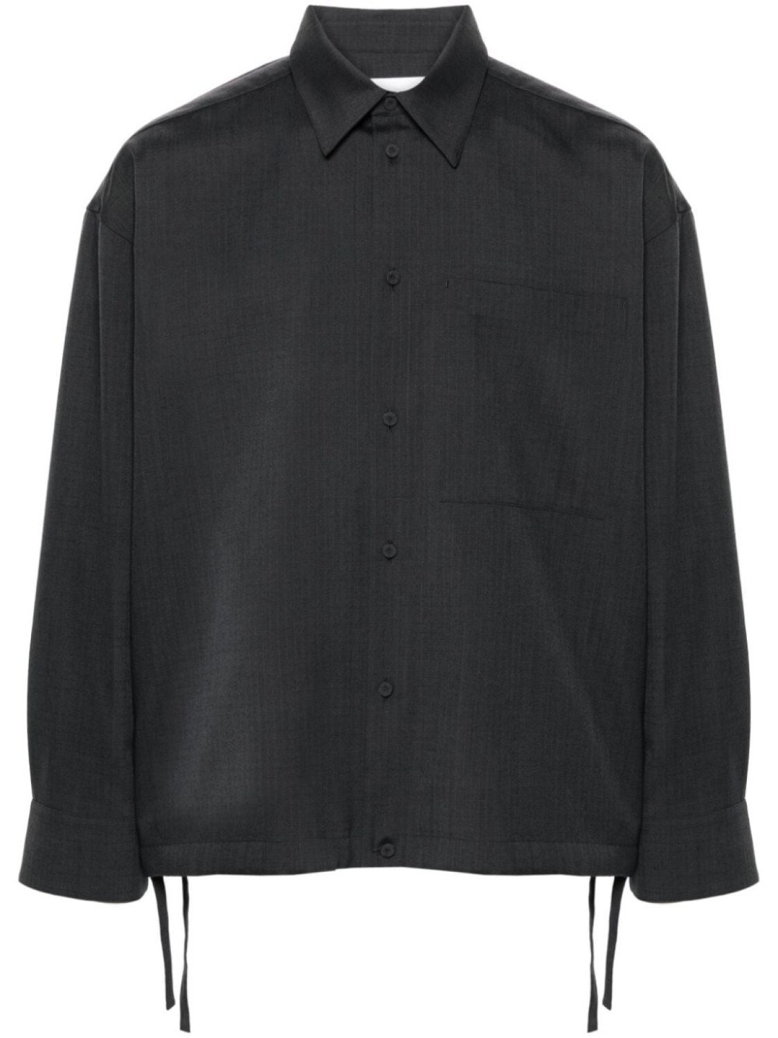

Jil Sander шерстяная рубашка с завязками по краю, серый