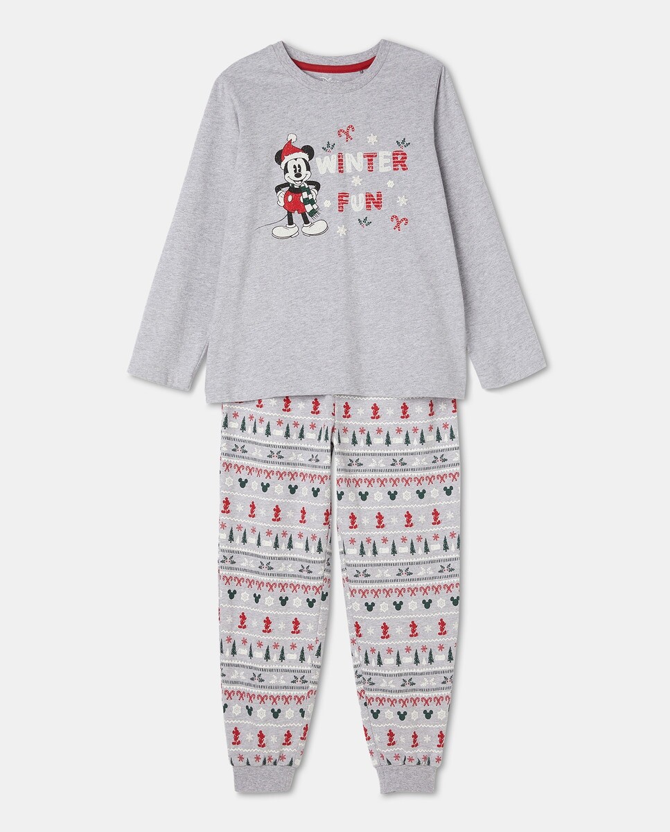 

Пижама с длинными брюками MICKEY с каймой хо-хо-хо Cotton Juice, серый