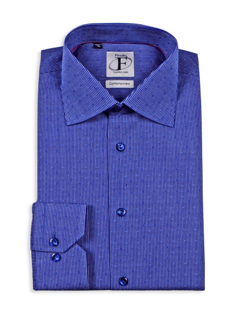 Полосатая классическая рубашка современного кроя Finollo, синий