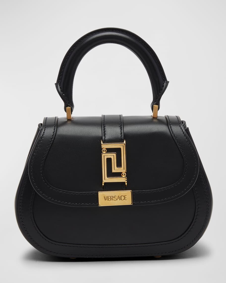 

Мини-сумка Greca Goddess из телячьей кожи с ручкой сверху Versace