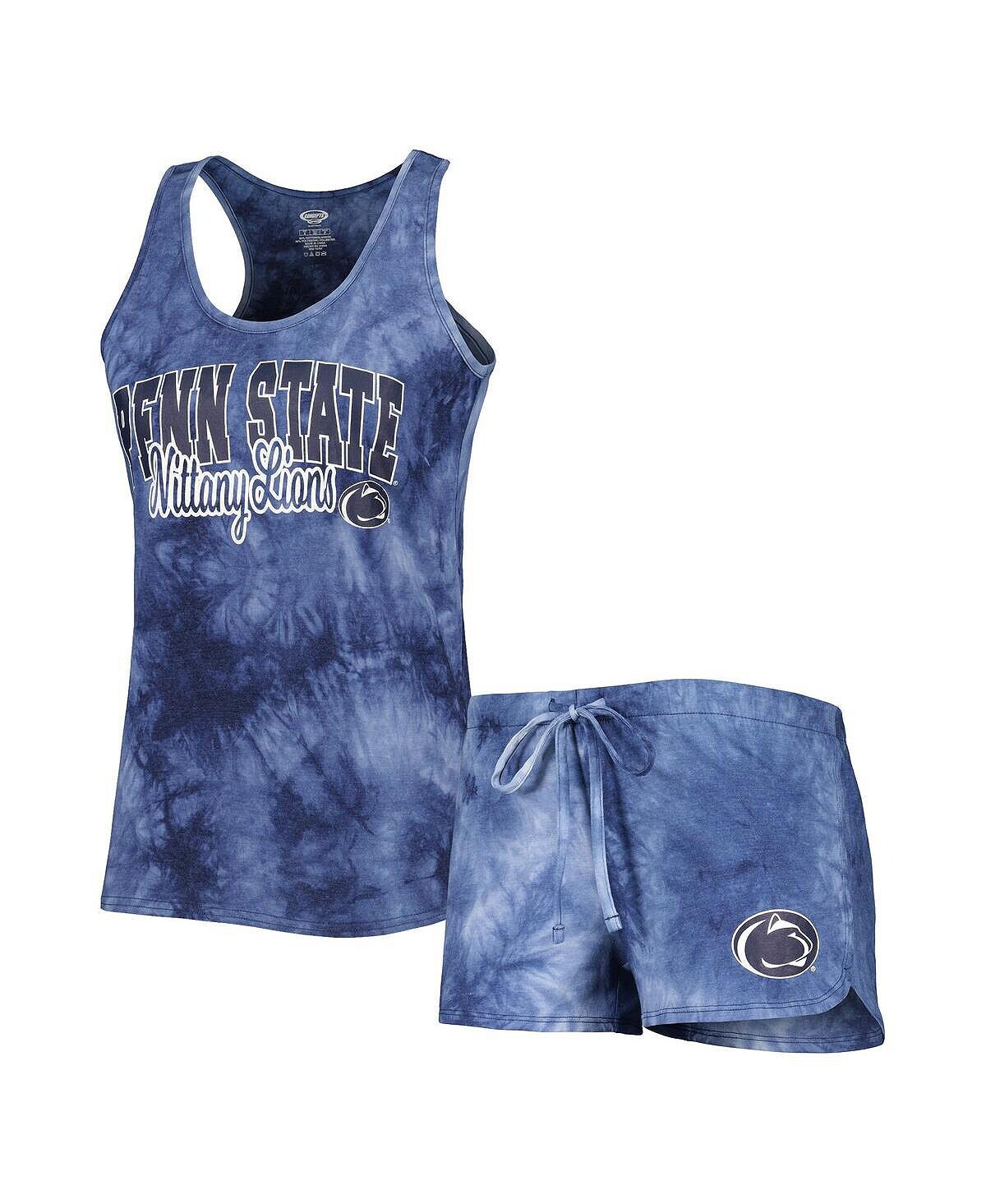 

Женский темно-синий комплект для сна с майкой и шортами Penn State Nittany Lions Billboard Tie Dye Concepts Sport, темно-синий