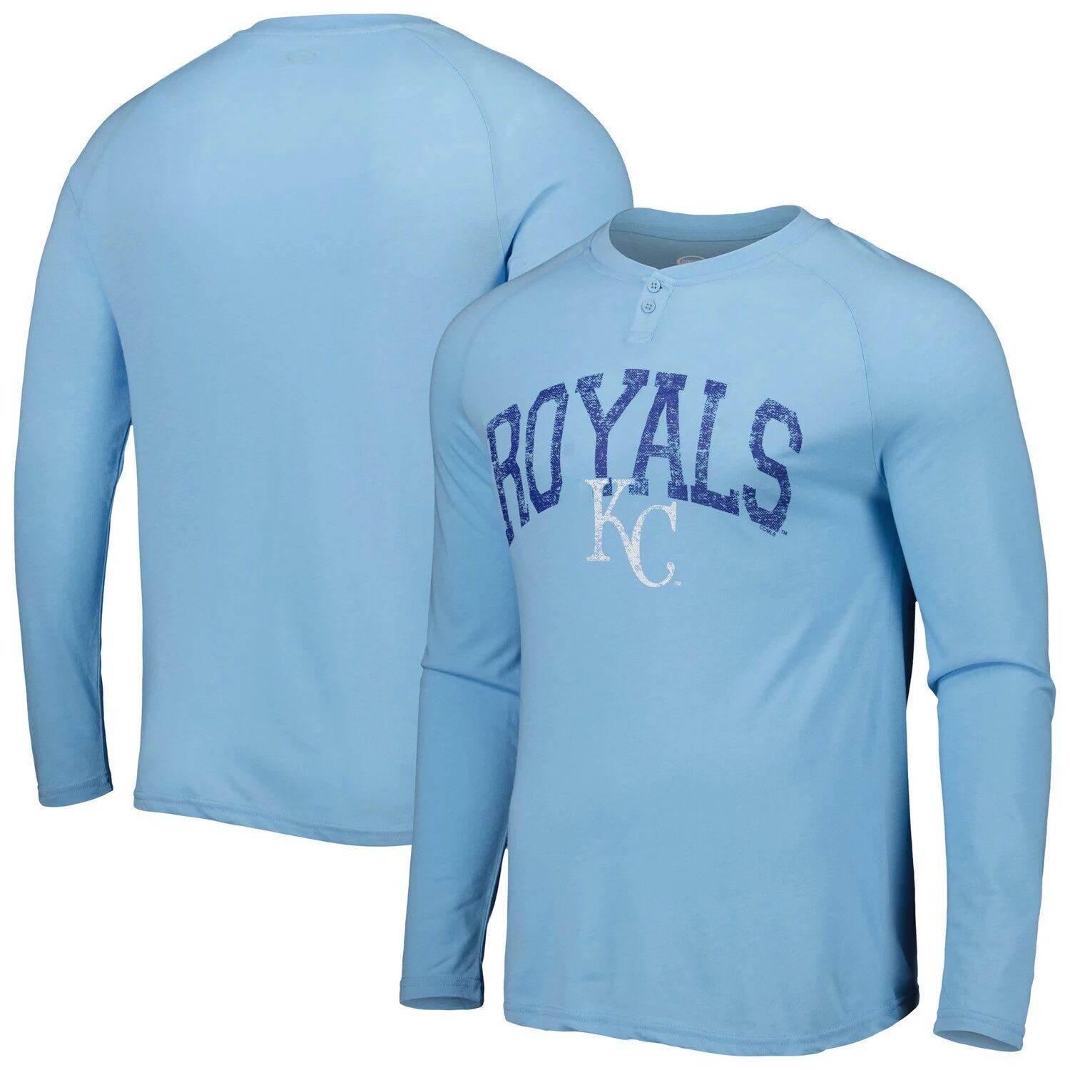 

Мужская спортивная голубая футболка Kansas City Royals Inertia Raglan с длинным рукавом в стиле хенли, Синий