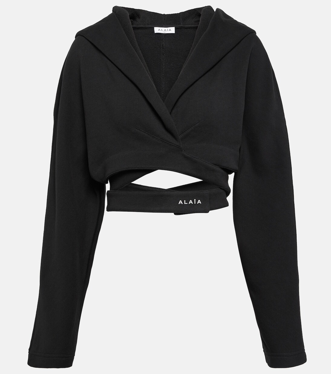 

Укороченное худи из хлопкового джерси Alaïa, черный