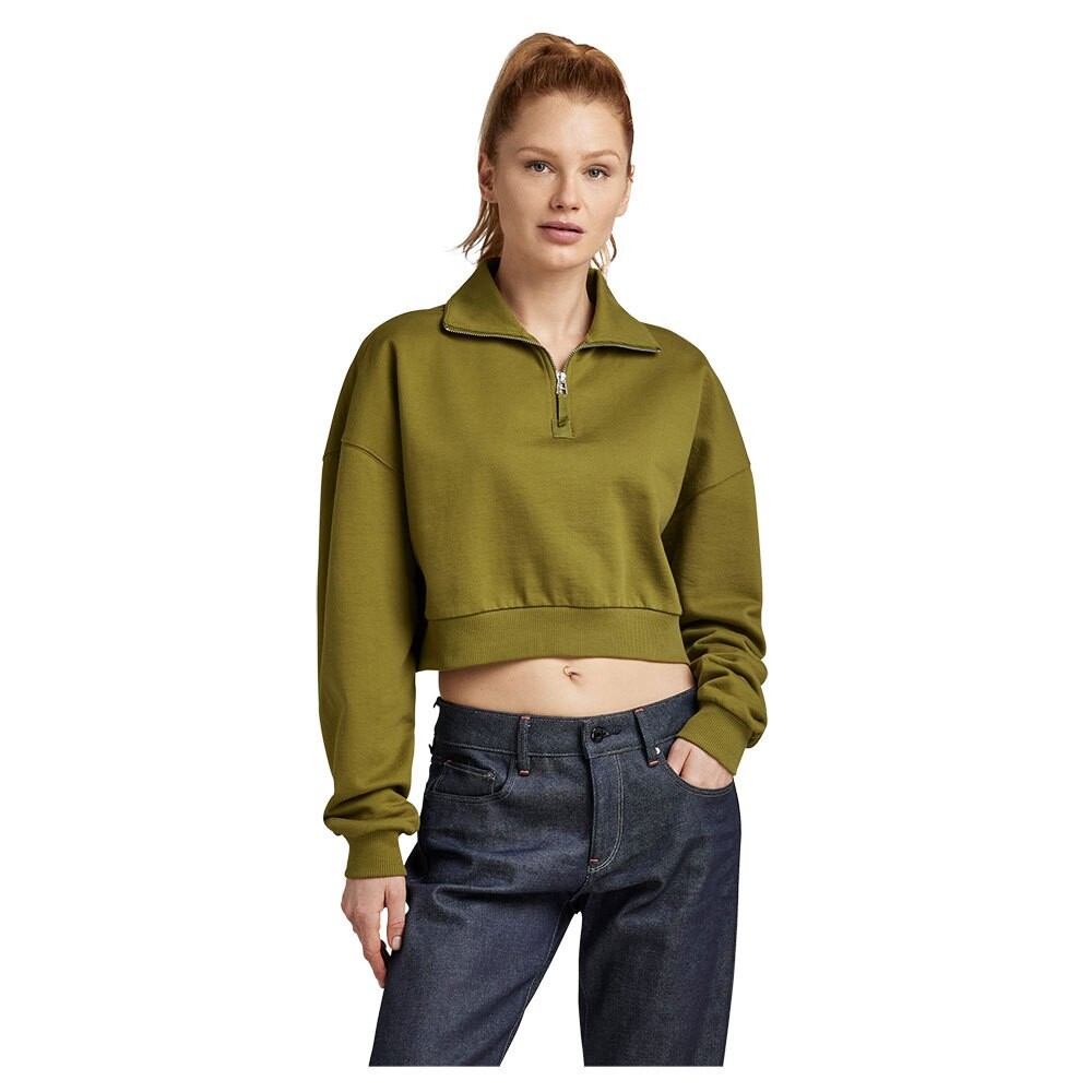 

Толстовка G-Star Cropped Loose Fit Half Zip, зеленый