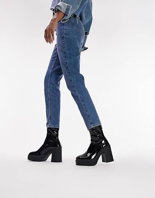 

Черные ботинки-носки на платформе и платформе Topshop Bobbie, Черный