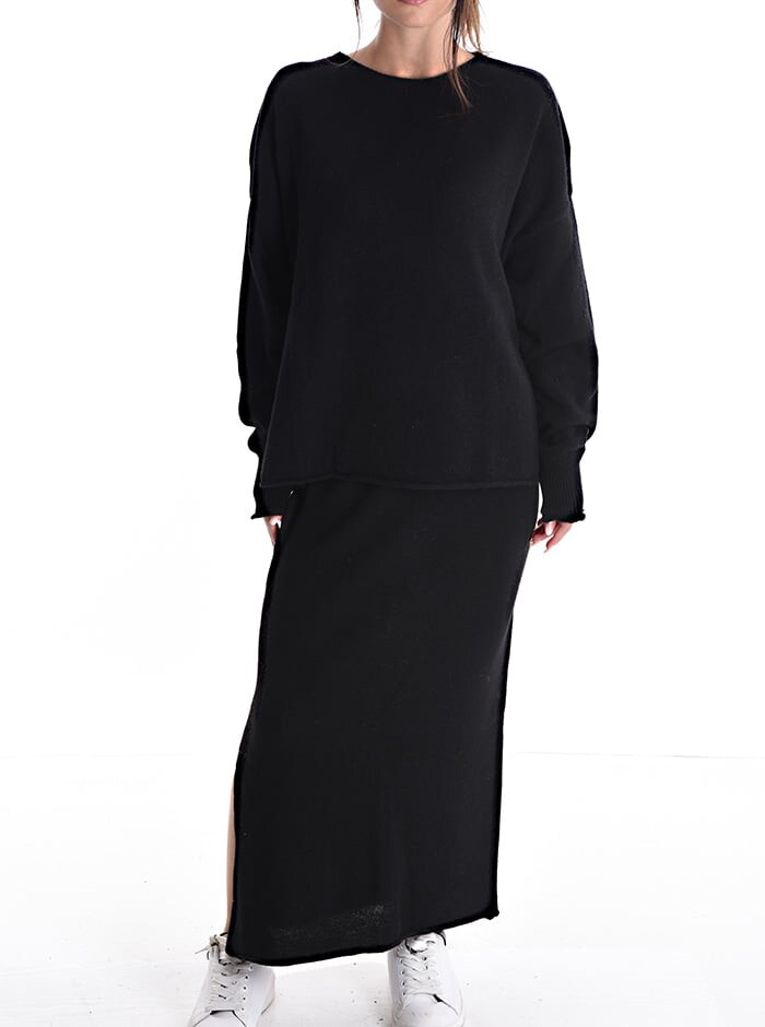 

Oversized Cashmere Blend Coord на резинке с разрезом, черный