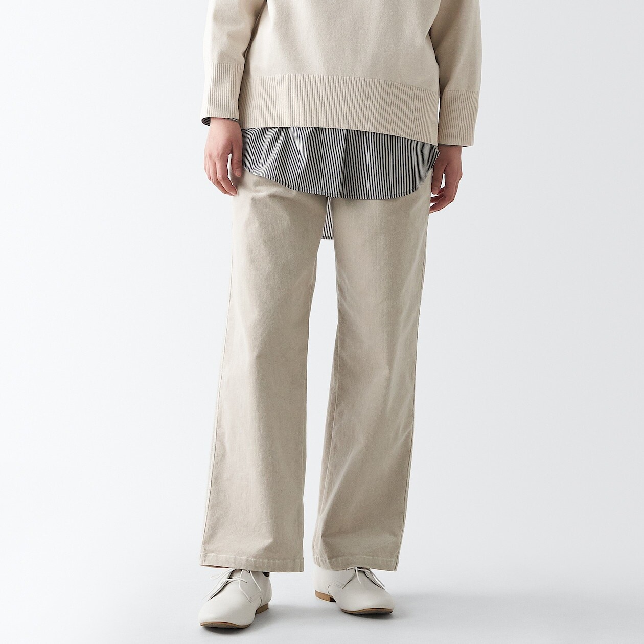 

Вельветовые прямые легкие брюки MUJI, слоновая кость