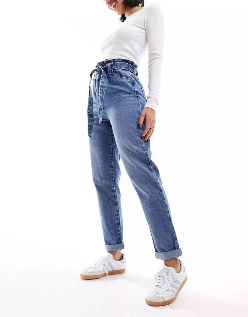 Синие джинсы прямого кроя с талией New Look черные джинсы прямого кроя new look