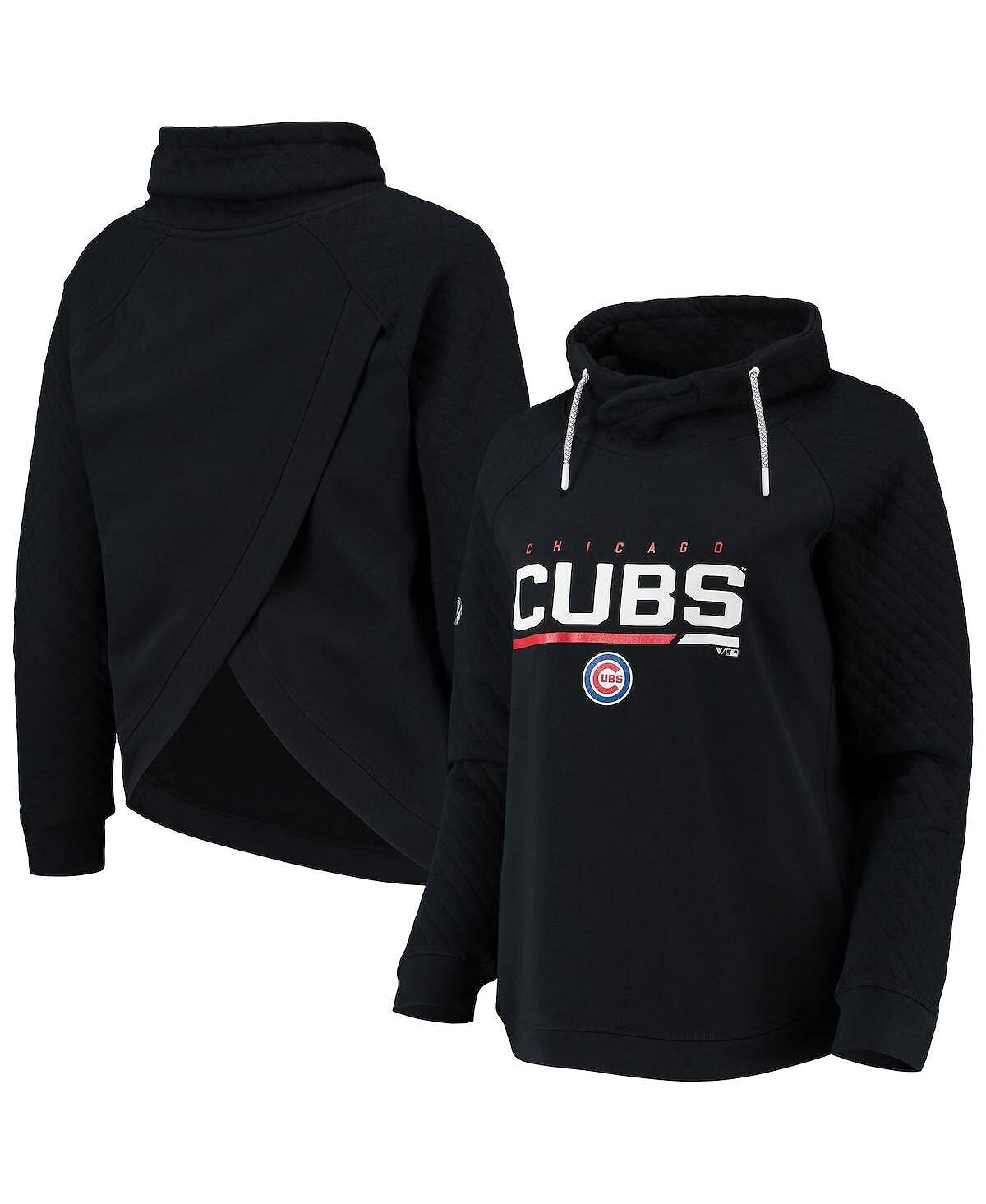 

Черный женский пуловер с реглан Chicago Cubs Vega с воротником-воронкой LevelWear, черный