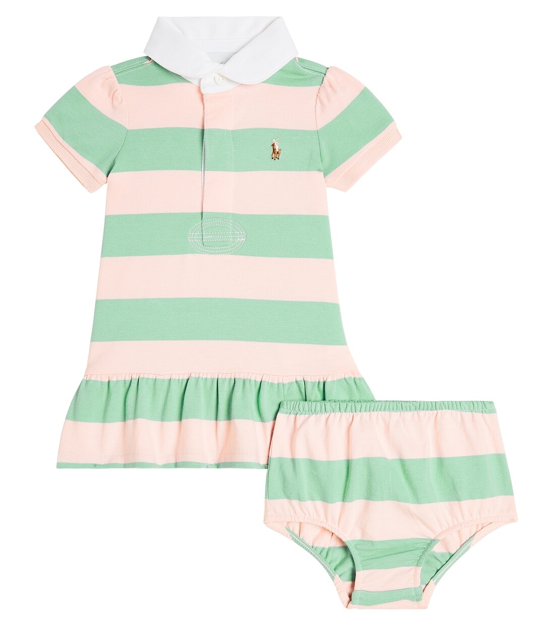 

Детское хлопковое платье в полоску Polo Ralph Lauren, розовый