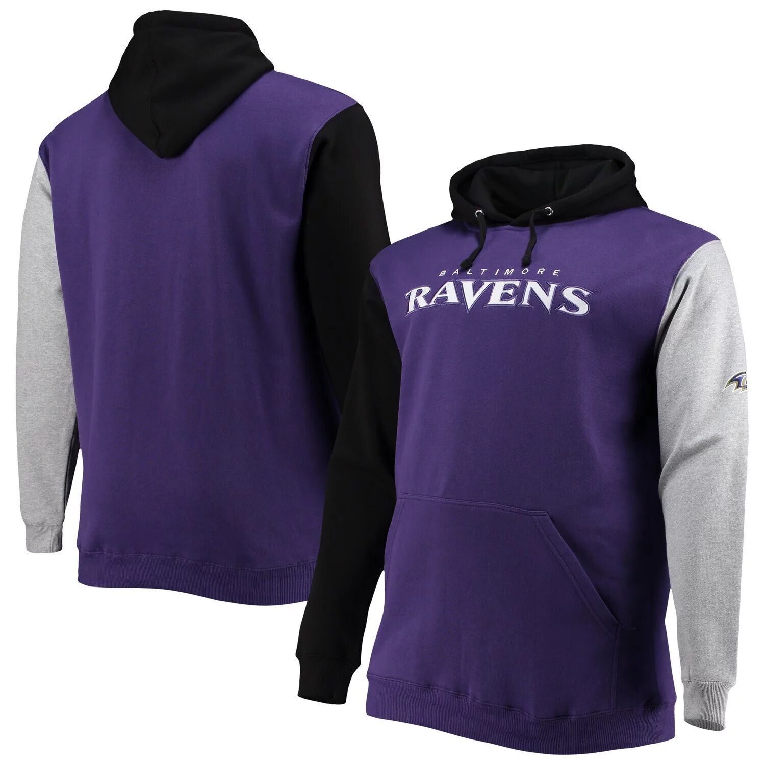 

Мужской черный/фиолетовый пуловер с капюшоном Baltimore Ravens Big & Tall