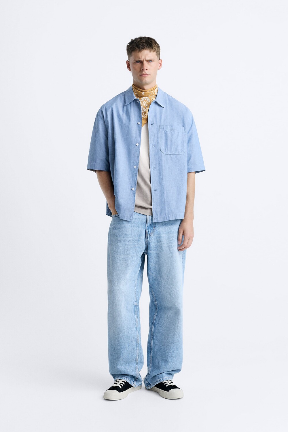 

Джинсовая рубашка Zara, синий