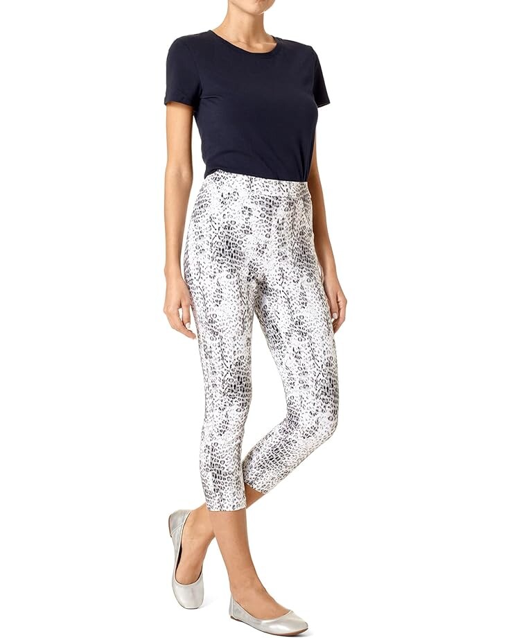 

Джинсы HUE High-Rise Baby Leopard Denim Capris, черный/белый