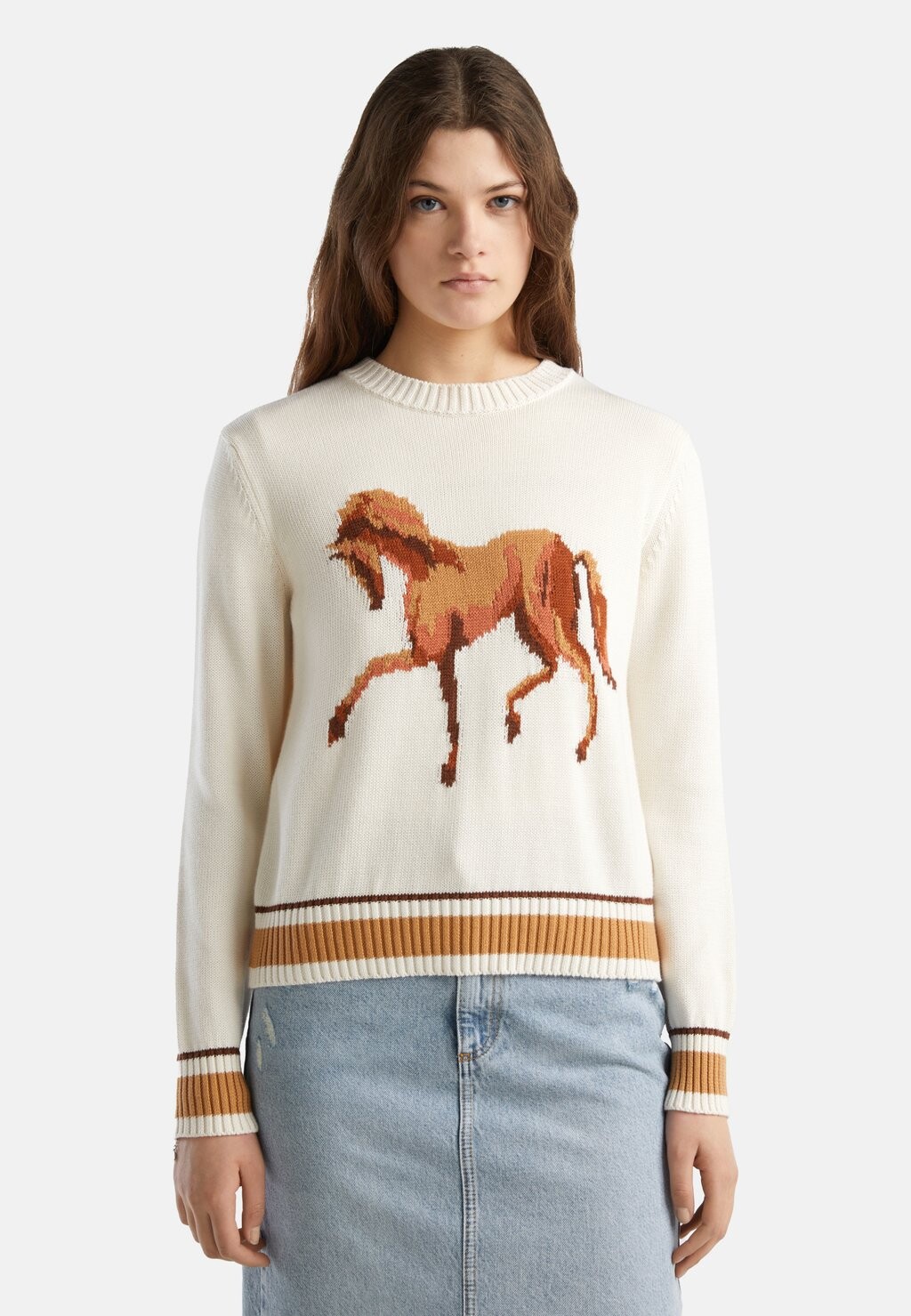 

Джемпер WITH HORSE INLAY United Colors of Benetton, крем