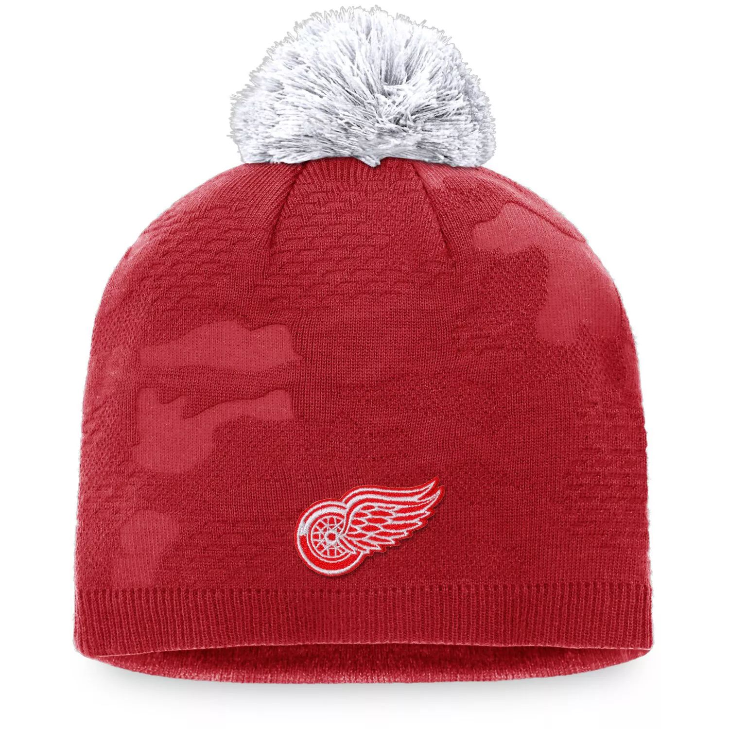 

Женская фирменная красно-белая шапка Fanatics Detroit Red Wings Authentic Pro Team с помпоном для раздевалки Fanatics