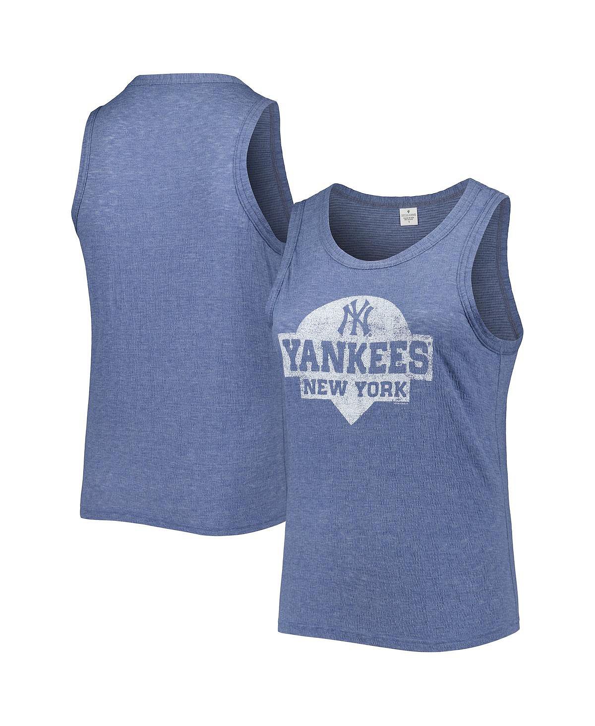 

Женская темно-синяя майка New York Yankees Tri-Blend больших размеров с высоким воротником Soft As A Grape, темно-синий