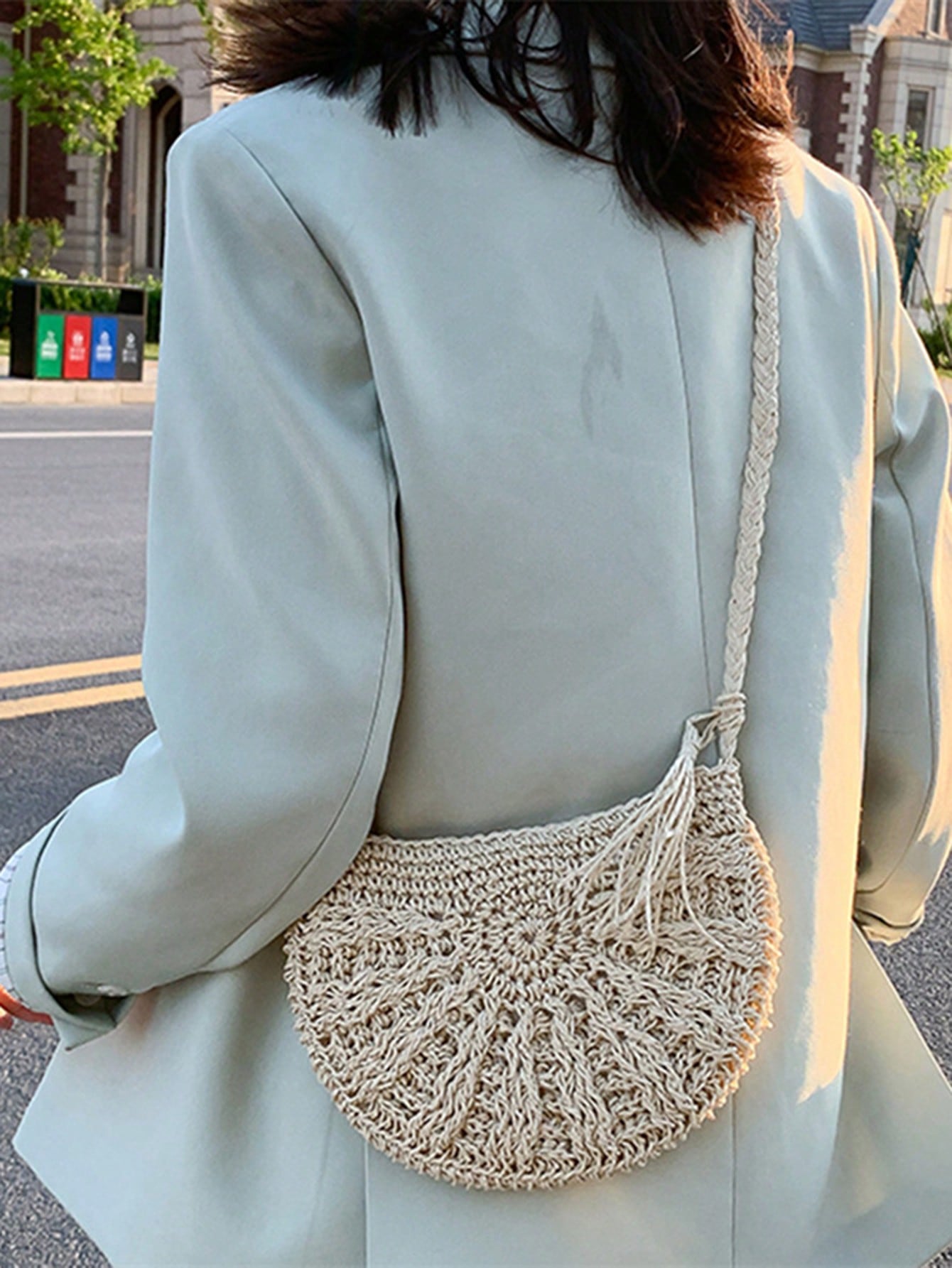 Женская модная тканая сумка из соломенной веревки, белый фото