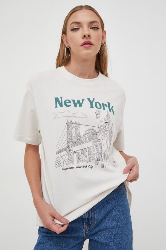 

Хлопковая футболка Abercrombie & Fitch, бежевый