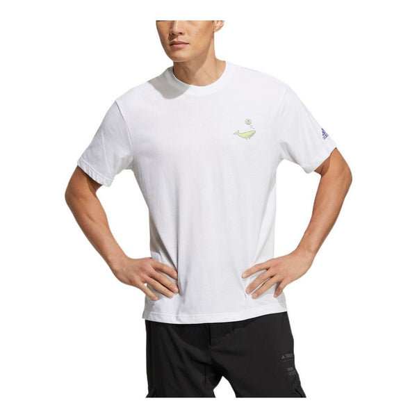 Футболка Men's adidas Cartoon Ocean Animal Casual Breathable Sports Round Neck Short Sleeve White T-Shirt, мультиколор