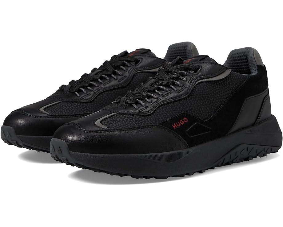 Кроссовки HUGO Kane Mix Material Run Sneaker, цвет Shiny Black