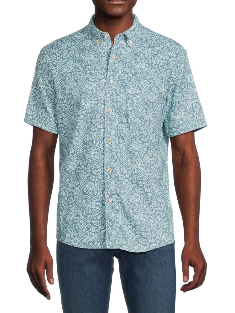 Оксфордская рубашка Breeze с короткими рукавами Faherty, цвет Teal Blue цена и фото
