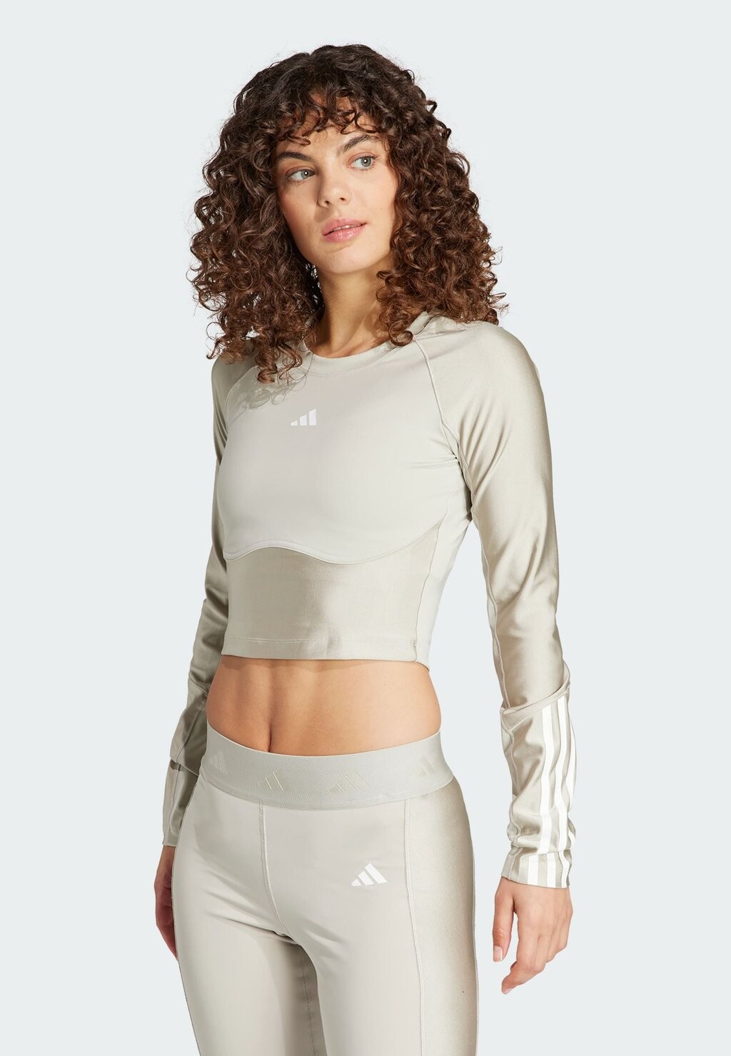 

Рубашка с длинным рукавом HYGLM CRO LS Q1 adidas Performance, цвет putty grey/white