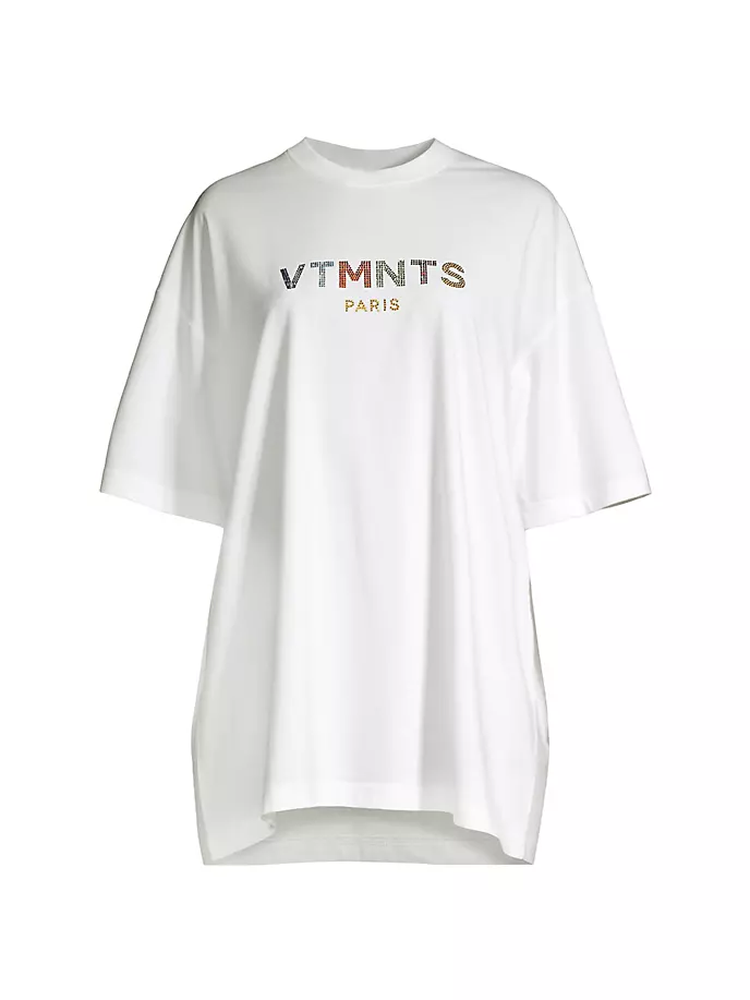 

Футболка с логотипом из искусственных кристаллов Vtmnts, белый