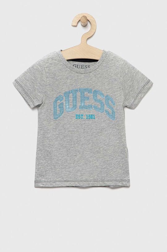 

Детская хлопковая футболка Guess, серый