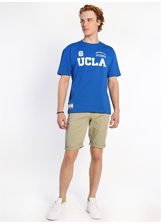 

Синяя мужская футболка с круглым вырезом Ucla