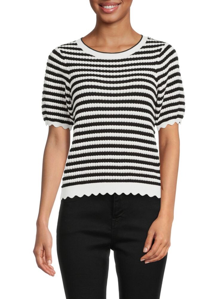 

Свитер в полоску с короткими рукавами Design 365, цвет White Black